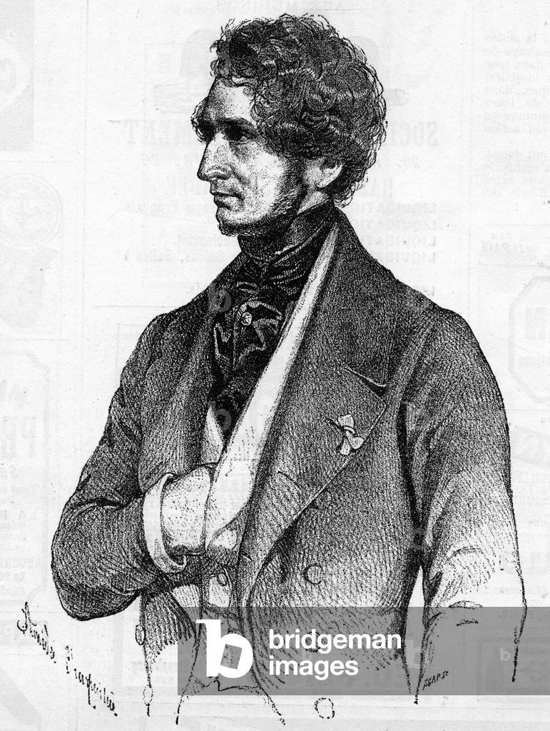 Portrait of Hector Berlioz (1803-1869) around 1847 from a lithograph by Amedee Charpentier.