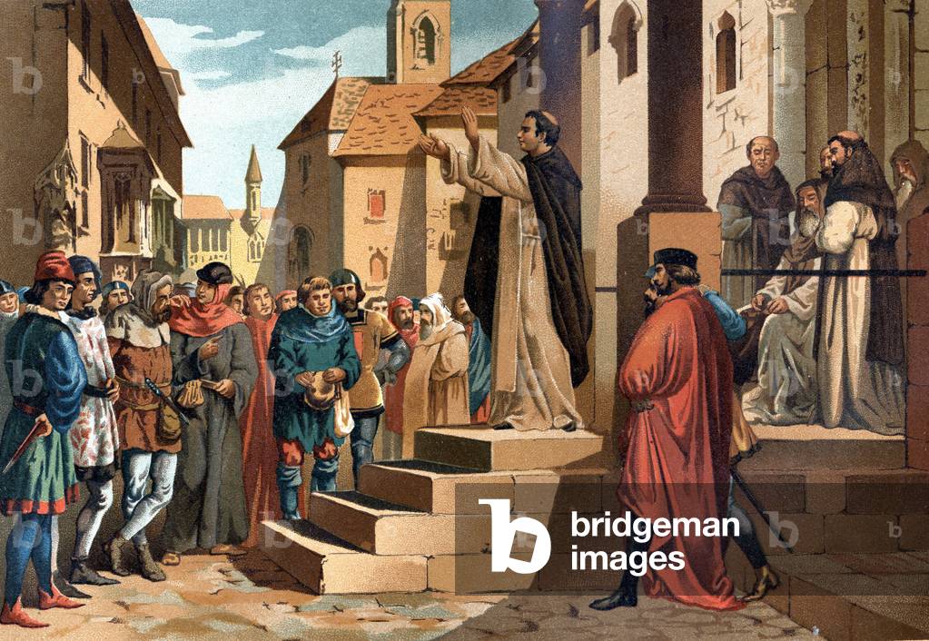 Saint Albert the Great (1205-1280), (Albert Magnus, Albrecht von Bollstadt) (1205-1280), German philosopher and scholar, teacher in Paris. He is master of Saint Thomas Aquinas. From “La Ciencia y sus Hombres” by Louis Figuier. Barcelona 1881.