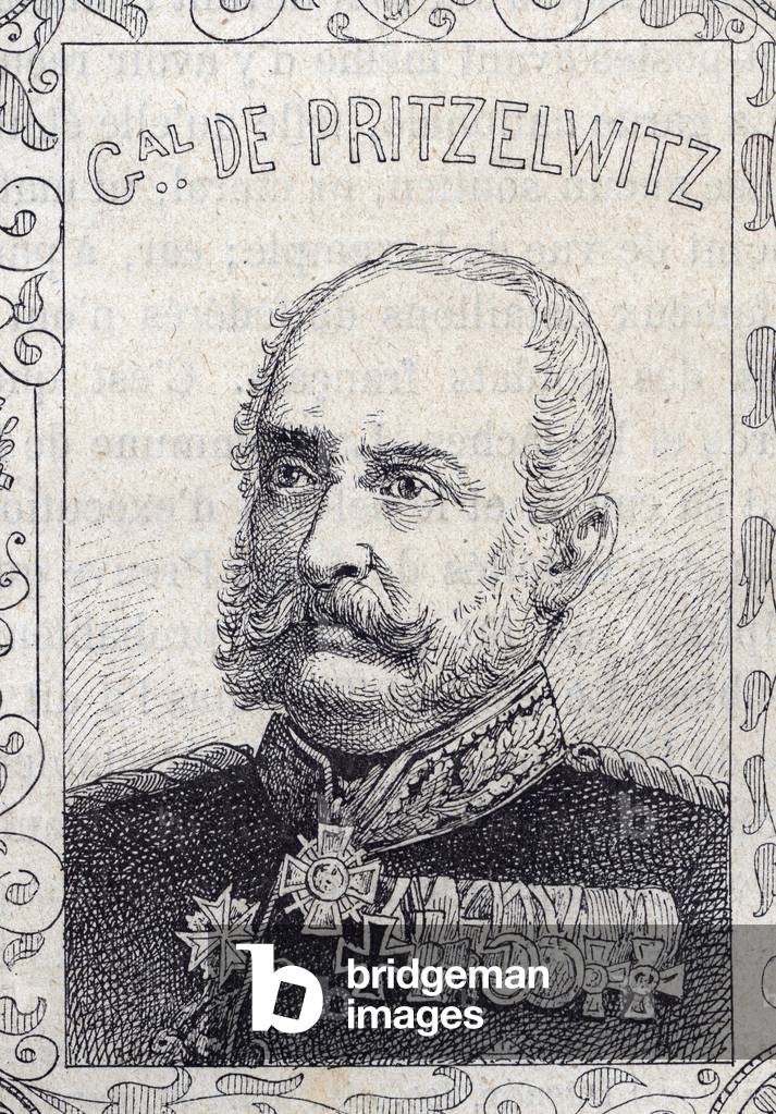 portrait of Prussian general Kurt von Pritzelwitz - 1870-71 (engraving)