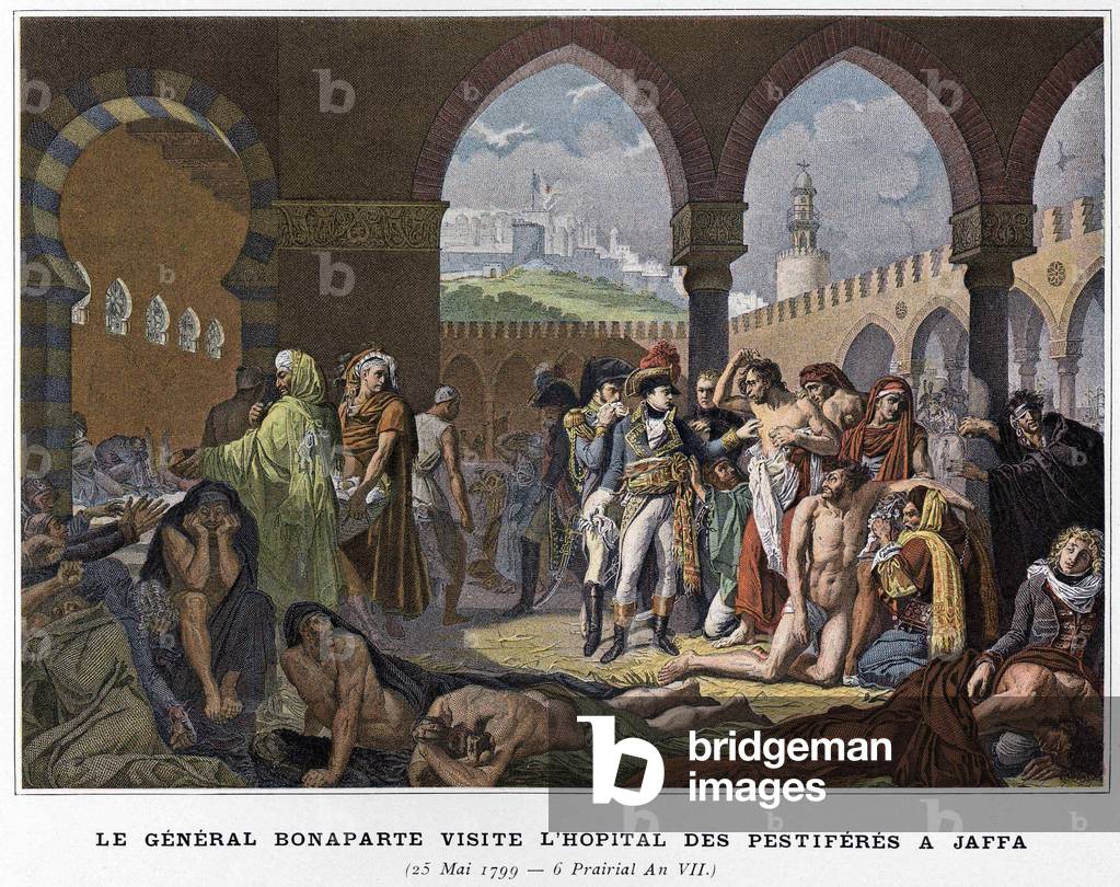 General Bonaparte visited the Pestiferous Hospital in Jaffa on May 25, 1799. Illustration of the 19th century.