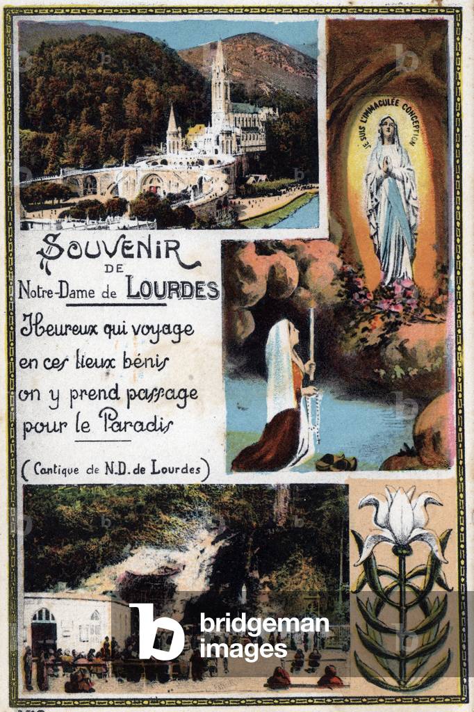 Souvenir postcard of Lourdes - Hautes Pyrenees around 1900.