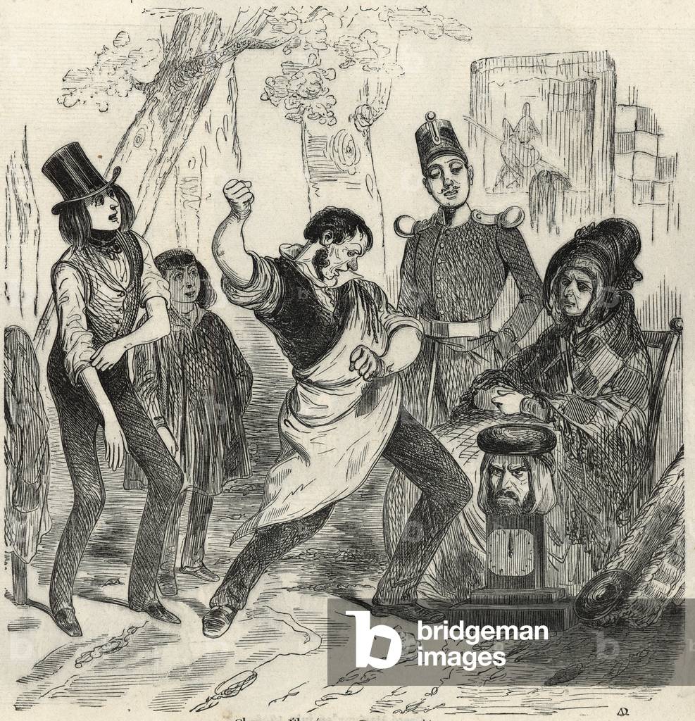 Champs-Elysees (Champs Elysees) - Dynamometer - Engraving in “Tableau-de-Paris” by Edmond Texier 1852