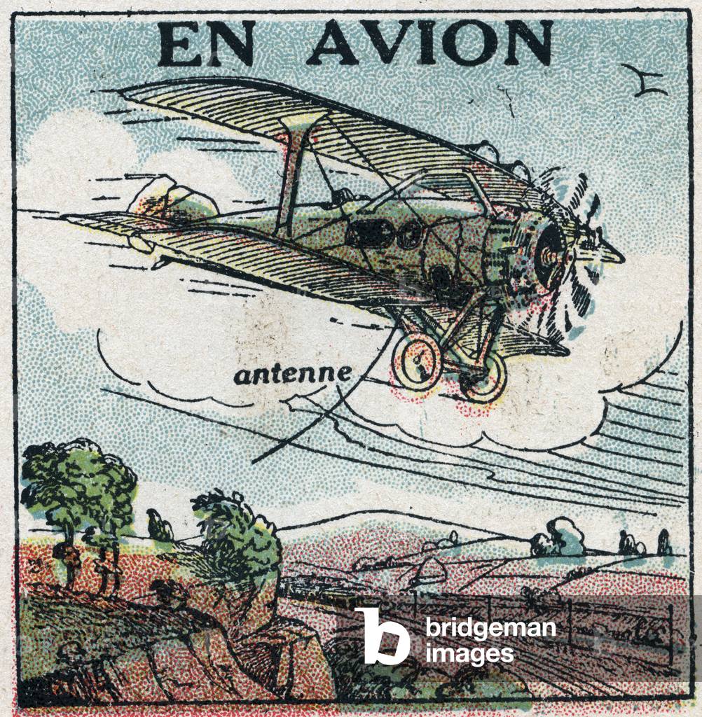 Wireless telephony: by plane. Anonymous illustration of 1925 (print)