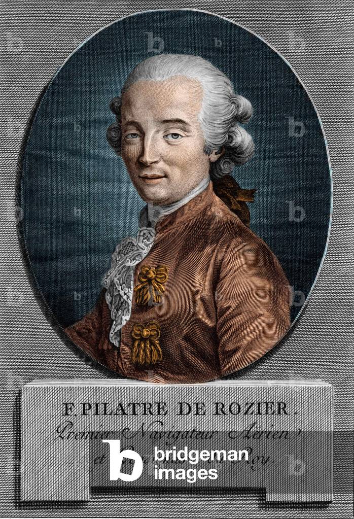 Portrait of Pilâtre de Rozier (1756 - 1785), French physicist and aeronautic (first trip in a hot air balloon)