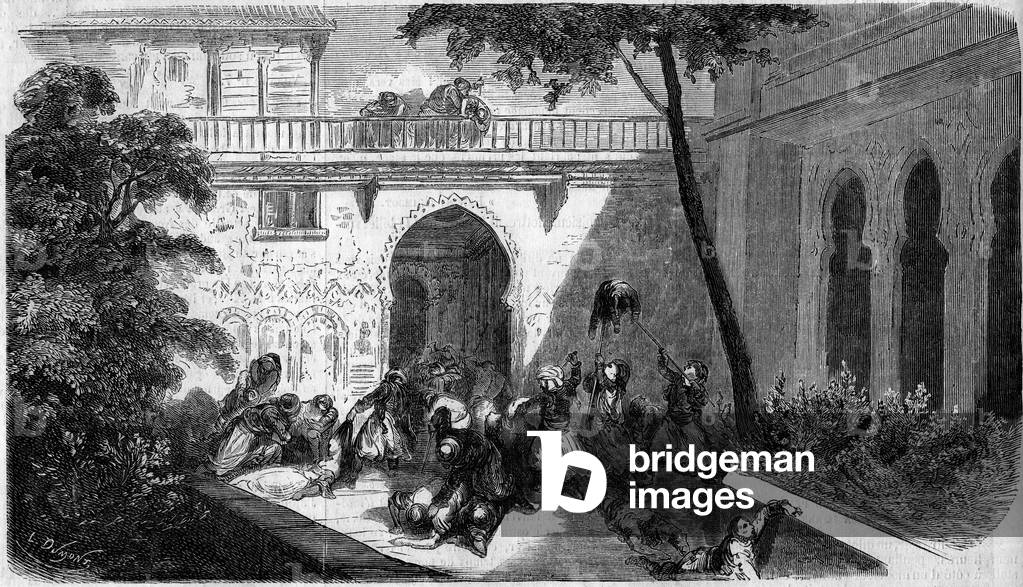 Massacro di cristiani maroniti di Druze (Druses) nel cortile di una casa a Deir el Kamar (Deir el Kamar), Siri