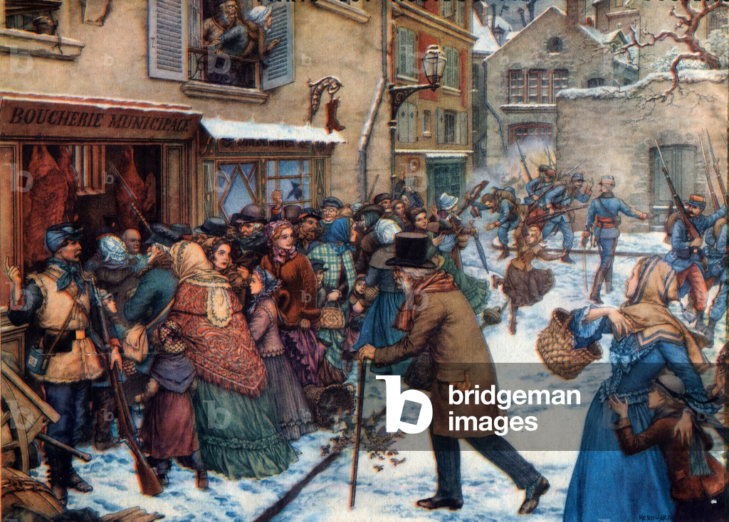 War of 1870 - 1871 and siege of Paris by the Prussians, in 'Belles images d'histoire' by H. Geron and A. Rossignol, c.1950 (illustration)