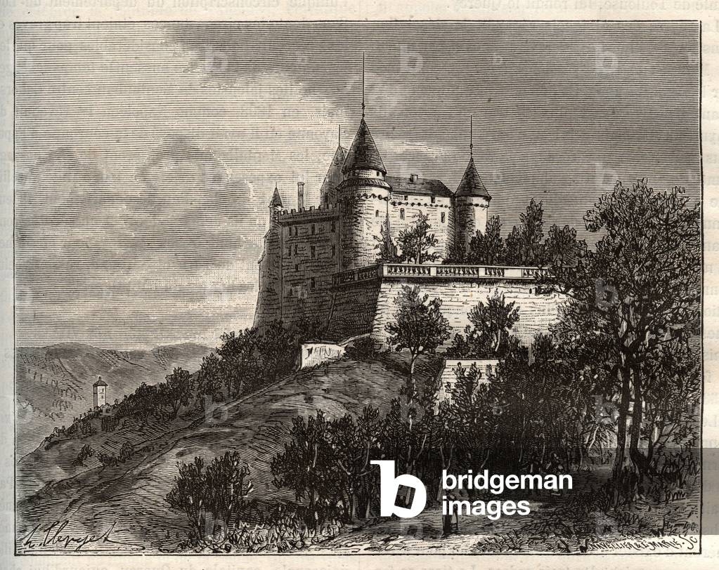 Chateau de Mercues - Cahors - engraving in “La France illustree: geography, history, statistical administration” by V.A. Malt-Brown. 1884