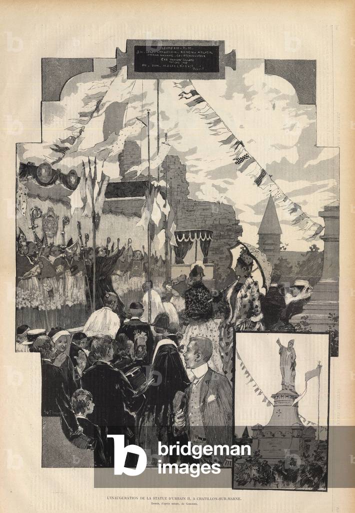 Inauguration of the Statue of Pope Urban II in CHATILLON-SUR-MARNE on 21 July 1887 (drawing)