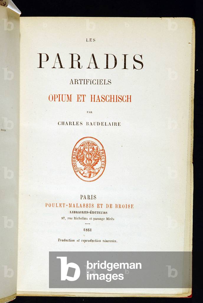 Cover Page of “” Artificial Paradises opium and Haschisch”” by Charles Baudelaire.1864. BHVP.