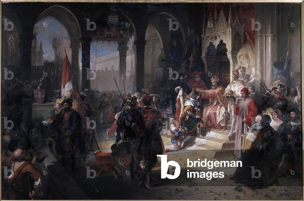 Amedee VIII the Pacific was crown Duke of Savoy by Emperor Sigismund I of the Holy Empire on 19/02/1416, 19th century (painting)