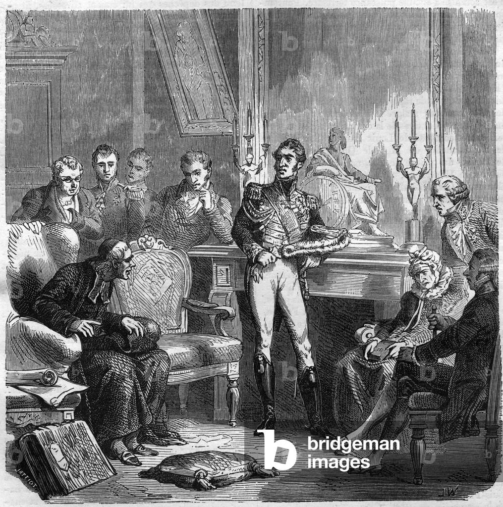 The Jesuites at the Court of Charles X (1757-1836) King of France. Engraving in “Histoire des Papes-Rois-Queen and Empereurs a travers les centuries”” by Maurice Lachatre, 1863.