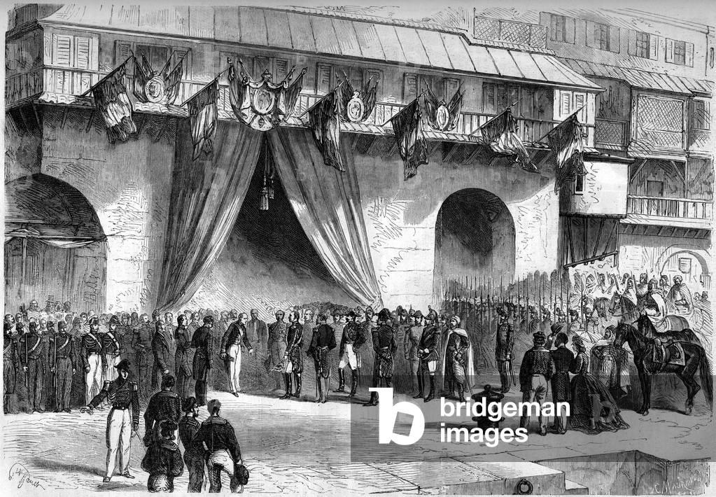 Arrival in Algiers on 19 September 1864 by the marechal of Mac-Mahon (Mac Mahon) (1808-1893), appointed governor general of Algeria. Reception by civilian and military authorities under the Admiraut's vault.
