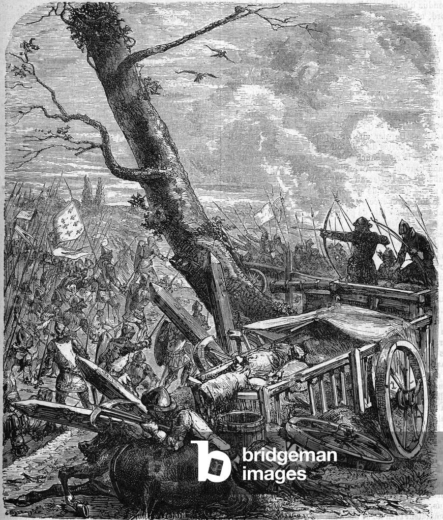 Battle of Rouvray - Saint-Denis or herring day. Battle lost by the French before the English at the court of the siege of Orléans. 12 February 1429. The French attacked a convoy to supply dried herring. Engraving of the 19th century.