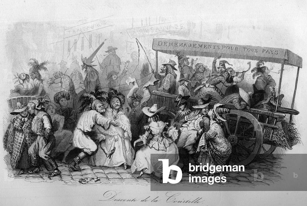 La descente de la courtille (“” Le carnival”” song by Marc-Antoine Madeleine Desaugiers) in “” - CHANS et CHANS POPULES DE LA FRANCE - 1843 - H.- L. DELLOYE, publisher, LIBRAIRIE DE GARNIER.