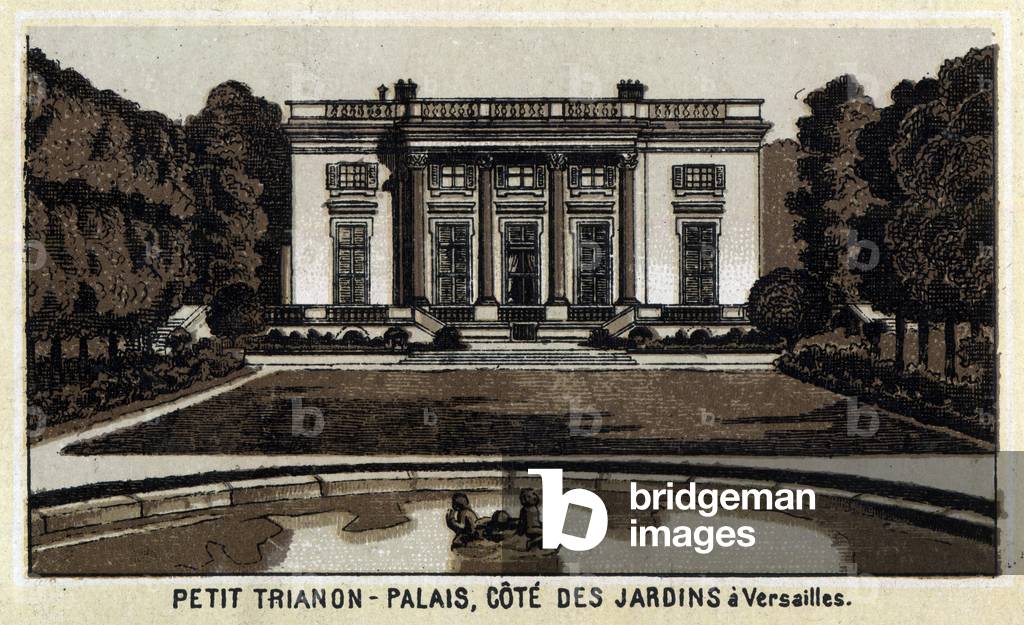 View of the Peer Trianon in the gardens of Versailles.