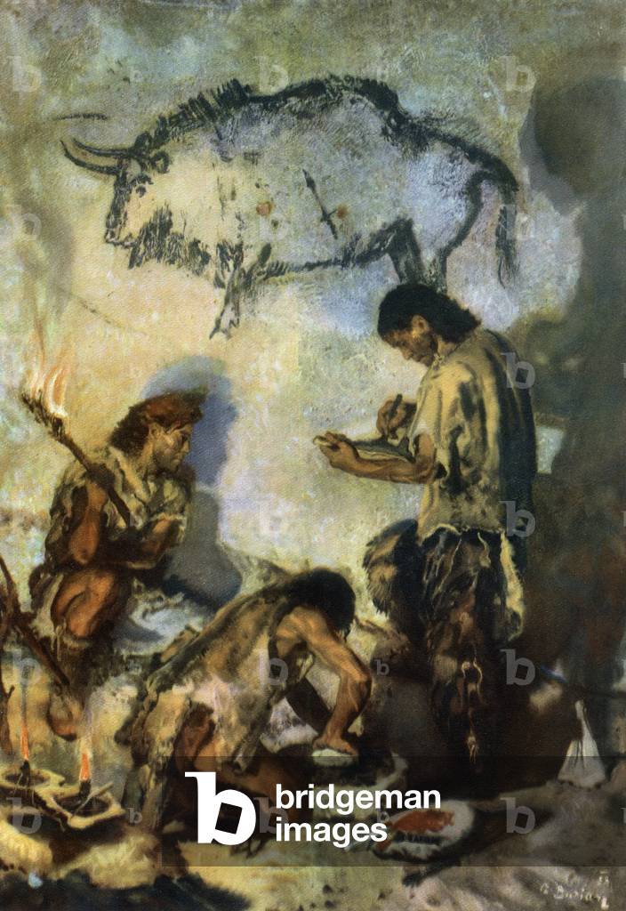Immagine di Disegno "Grotta di Niaux - La grotta di Niaux Paleolitico superiore - in «Gli uomini preistorici»»