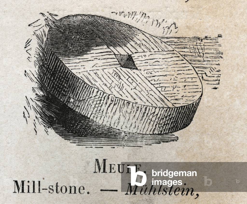 Mill-stone in “” the vocabulary illustrates common words”” by Armand Le-Brun. 1890