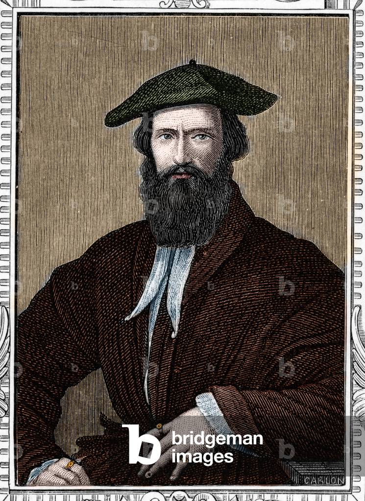 Portrait of Girolamo Francesco Maria Mazzola said Parmigianino or The Parmesan Italian painter. engraving of 1859