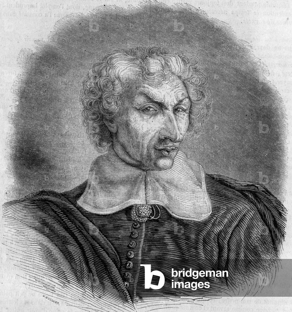 Portrait of Gui (Guy) Patin (1601-1672), French doctor and writer. Engraving by Bocour in “” Le Magasin picturesque””, 1852.