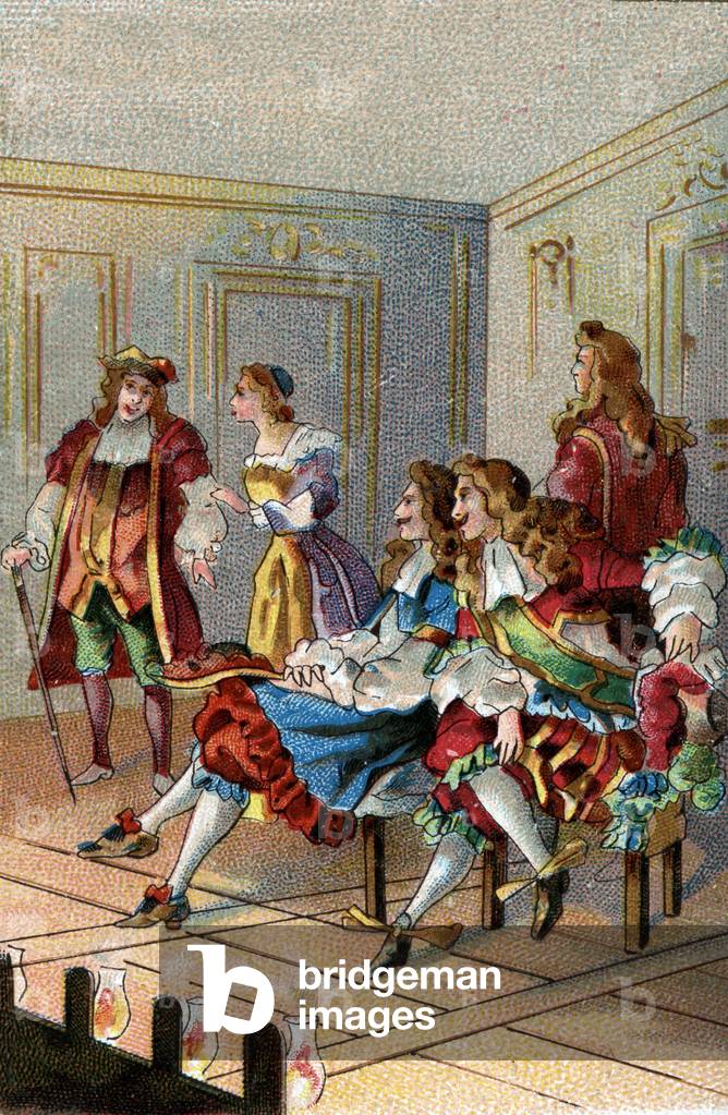 THE THEATRE BY THE AGES: A performance under Louis XIV. Branded spectators attended the performance on stage near the actors.