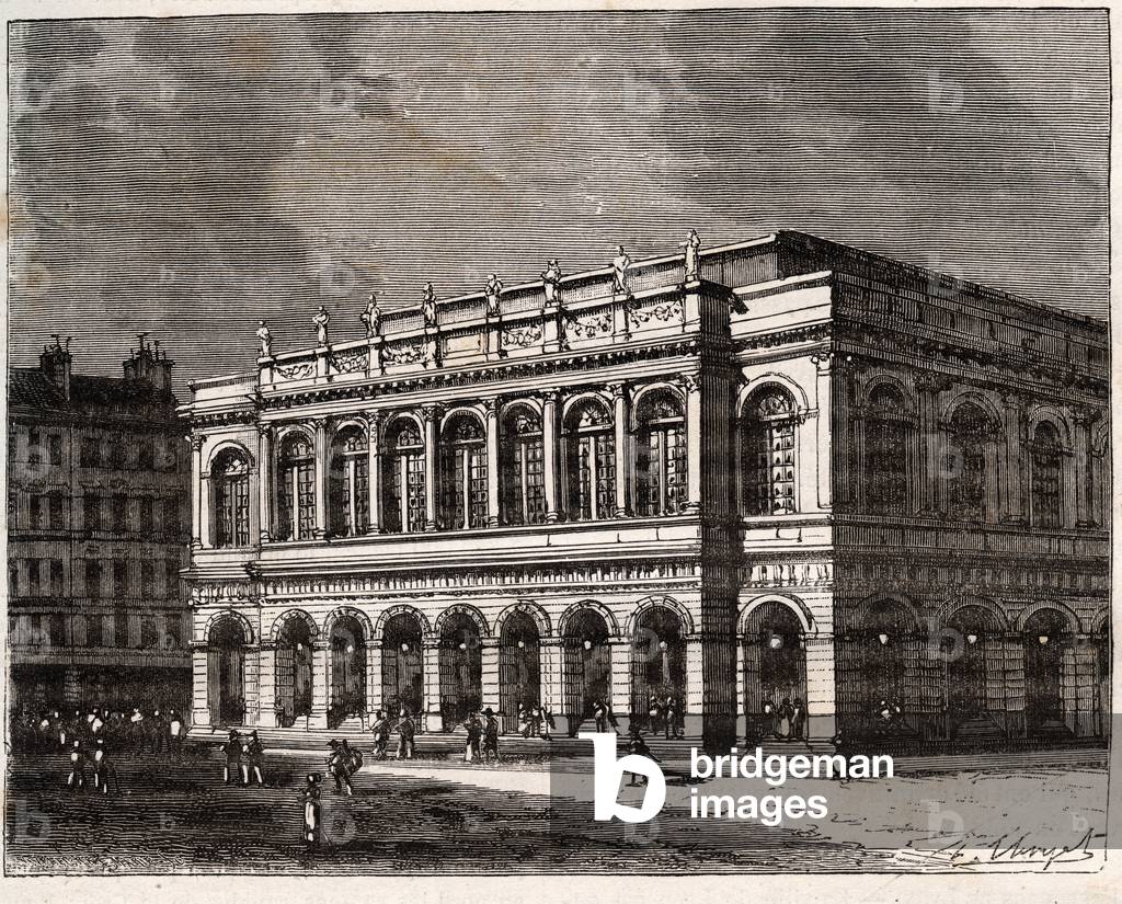 Lyon: Le Grand Theatre - engraving in “La France illustree: geography, history, statistical administration” by V.A. Malt-Brown. 1884