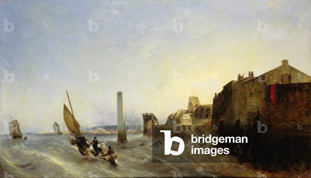 Image de Peinture représentant Vue de Napoléon Quay à Cherbourg, 1838 par Jean Louis Petit