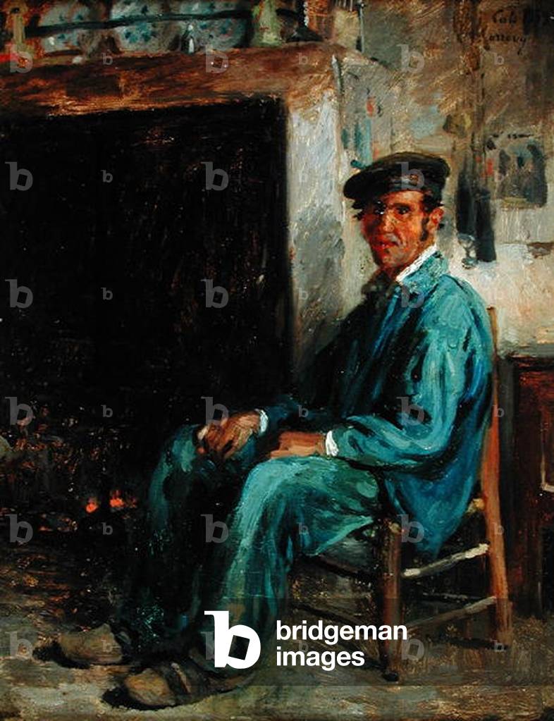 Ein Bauer vor einem Herd, 1859 (öl auf leinwand)