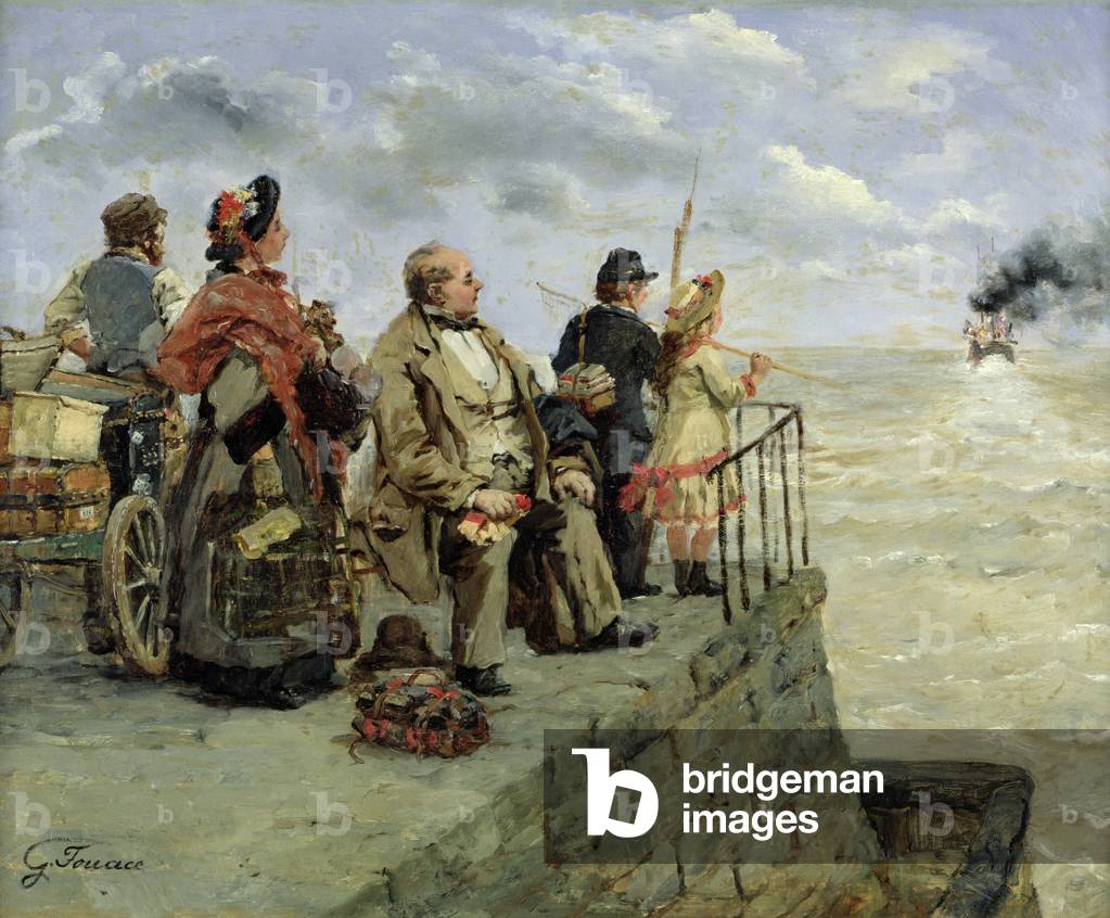 Image of Painting depicting Leaving for Jersey (oil on canvas), 19th century by Guillaume Romain Fouace