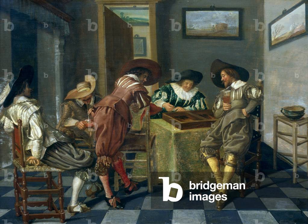 Das Backgammon-Spiel (Öl auf Leinwand)