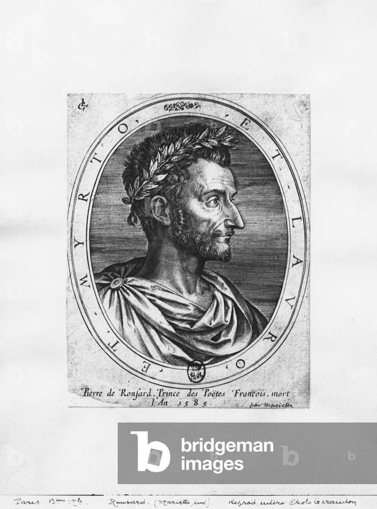 Pierre de Ronsard, Prince of Poets (engraving) (b/w photo)