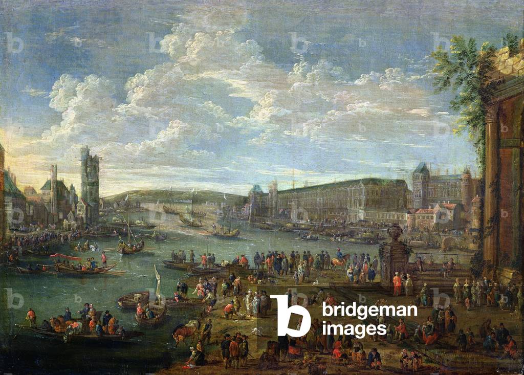 View of the Louvre and the Tour de Nesles from the Ile de la Cite, c.1673-74 (oil on canvas)