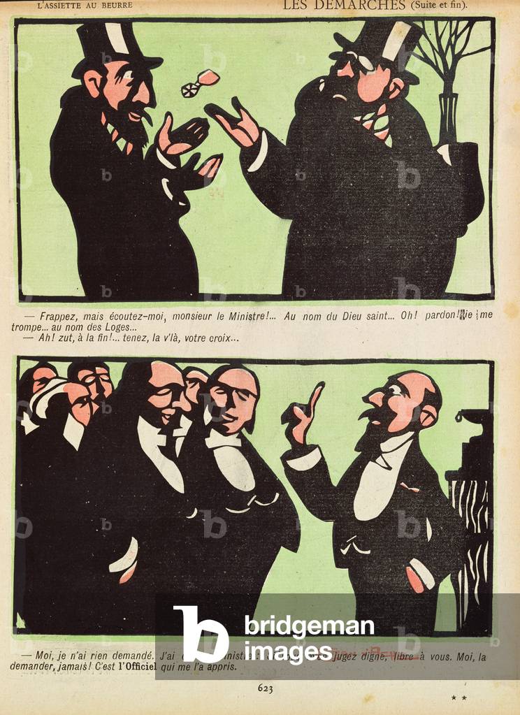 Cartone animato antisemitico e antimassonico, da 'L' Assiette au Beurre', 5 gennaio 1902 (incisione a colori)