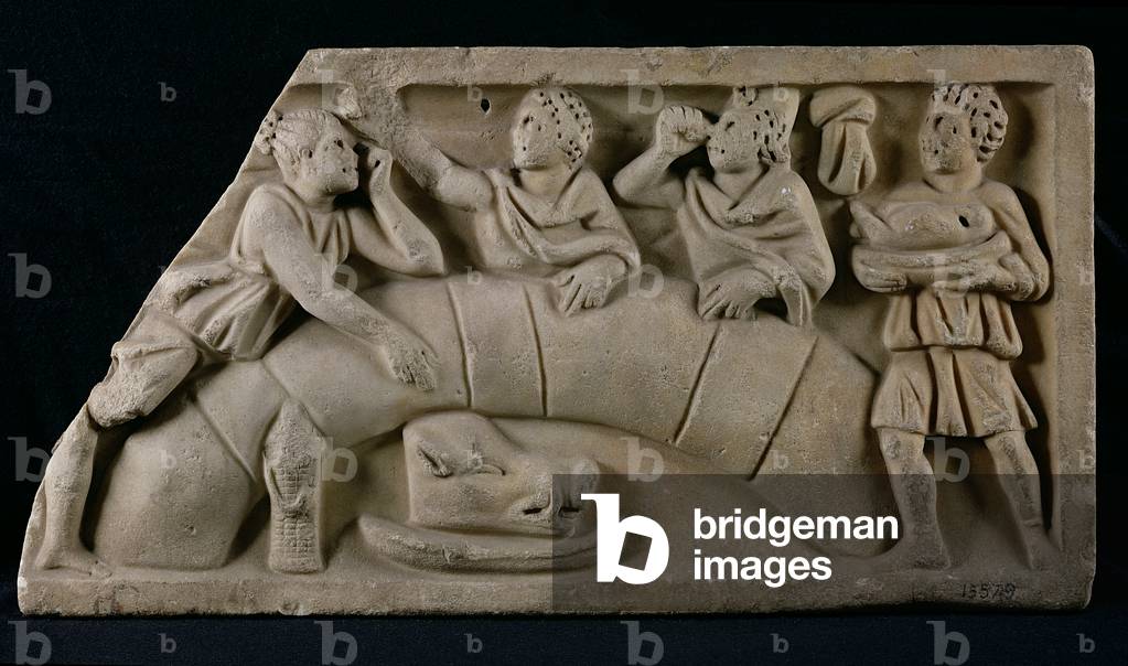 Relief depicting a funerary meal (stone)