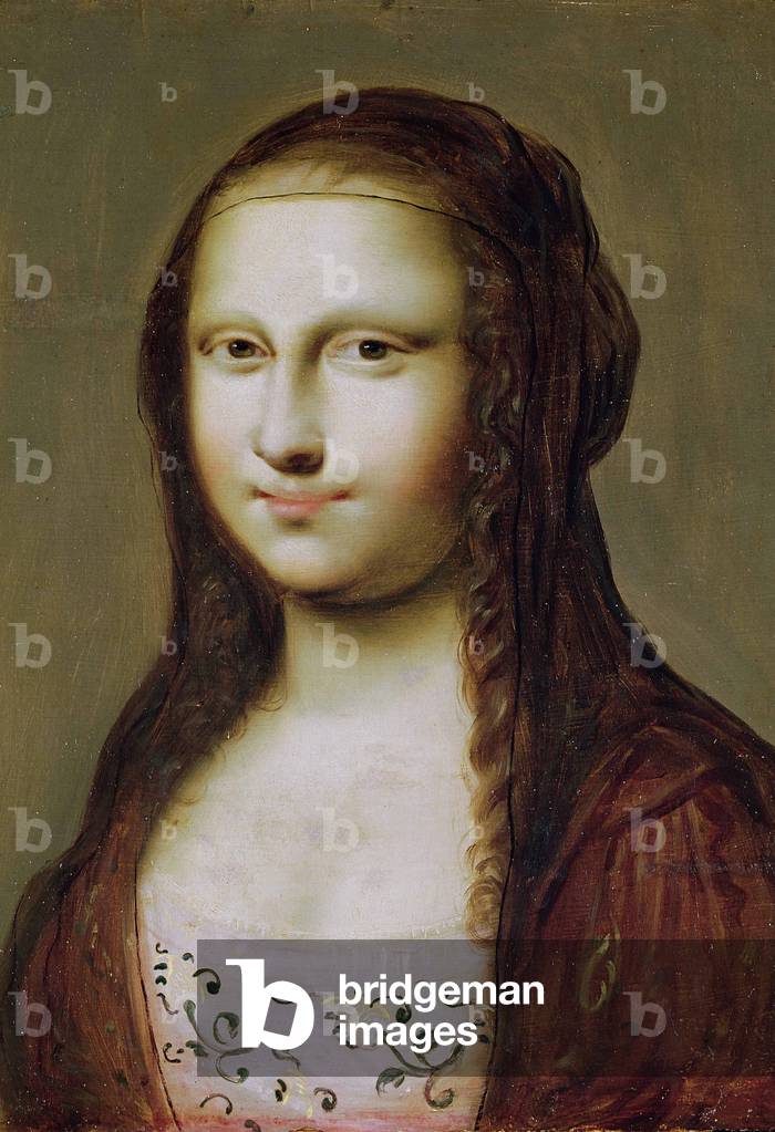 Portrait of a Woman Inspired by the Mona Lisa (oil on panel)