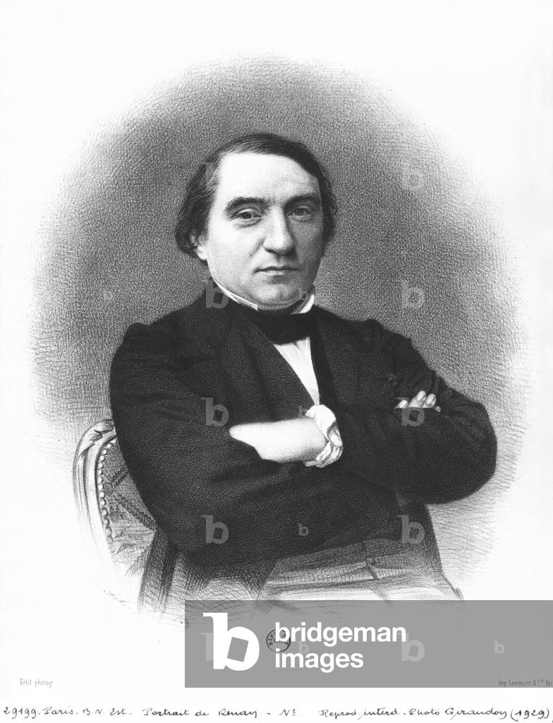 Ernest Renan (1823-92) nach einem Foto von Pierre Petit (1832-1909) (litho) (s/w Foto)