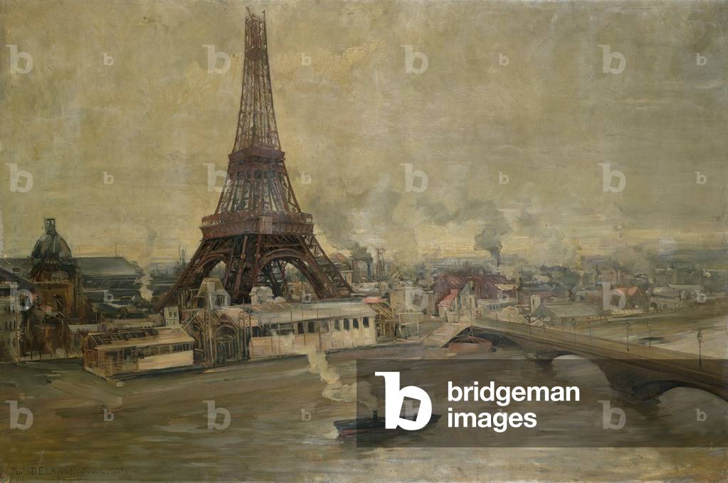 The Construction of the Eiffel Tower, January 1889 (oil on canvas)