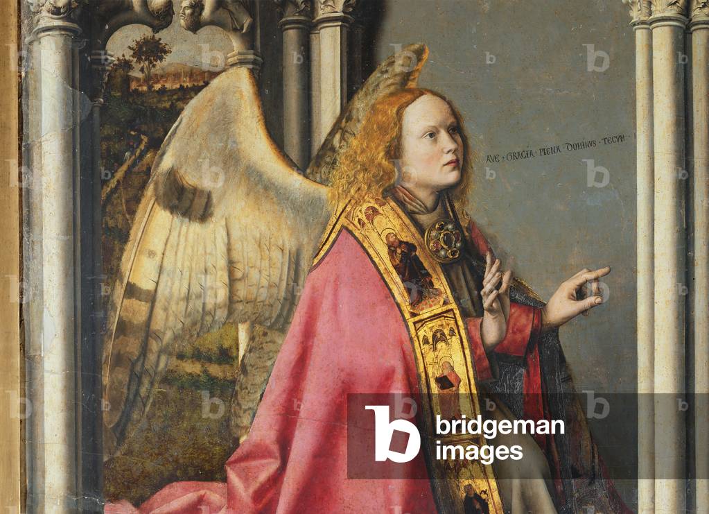 The Angel, Gabriel, making the Annunciation to the Virgin Mary, c.1445 (oil on panel) (detail of 26541)