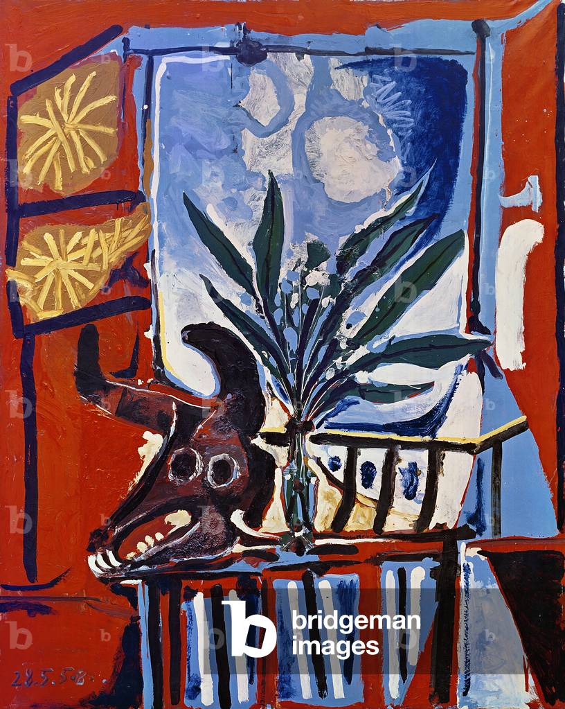 ancora la vita con testa di un toro 1958 (vernice vinile su tela)