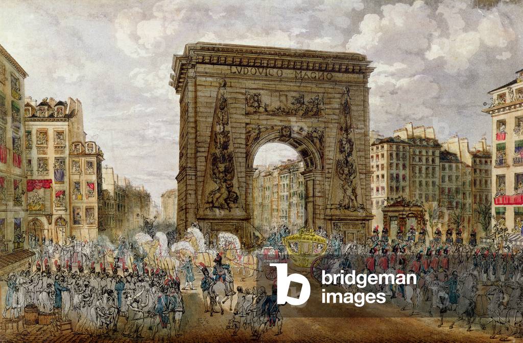 Procession of Pope Pius VII (1742-1823) in Paris, 28th November 1804 (coloured engraving)