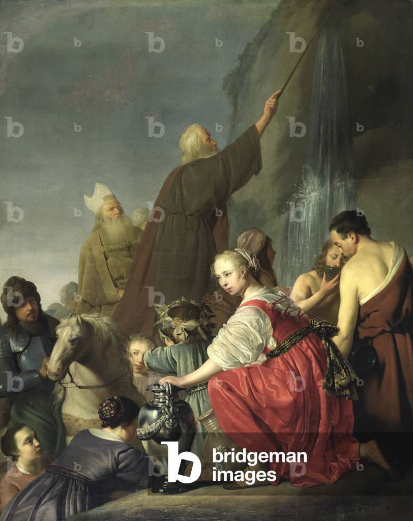 Moses Striking Water from the Rock, 17th century (oil on canvas)