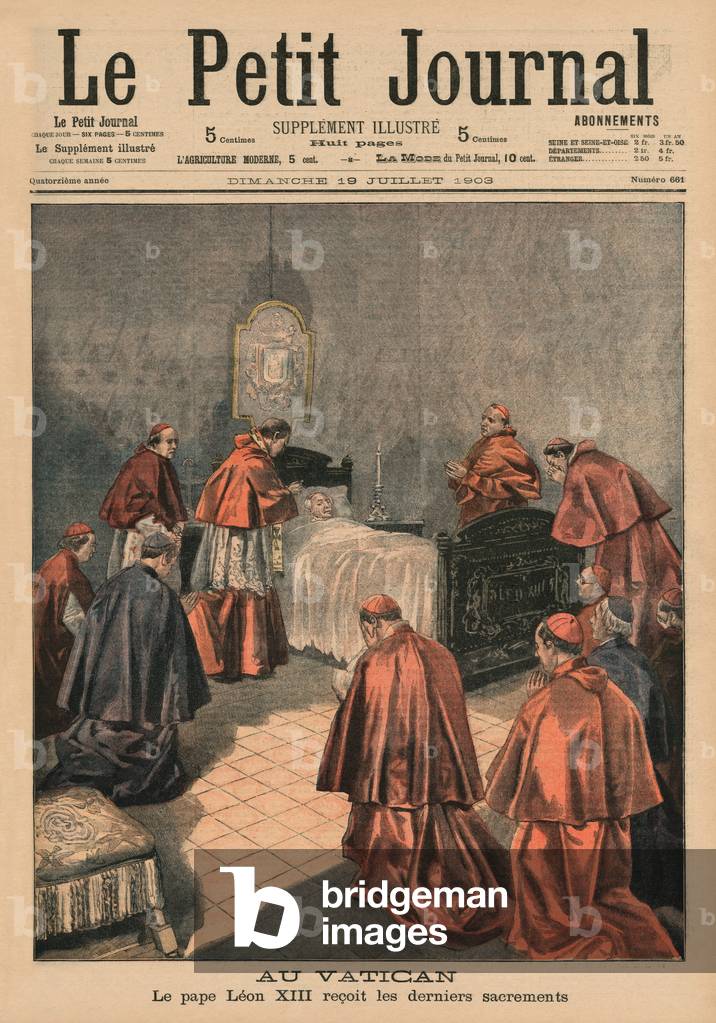 At the Vatican, Pope Leo XIII receiving the last rites - 'Le Petit Journal',
supplement illustre, 19th July 1903 (lithograph)