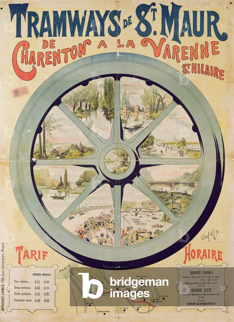 Poster advertising the Tramways de St. Maur from Charenton to La Varenne-Saint-Hilaire, 1894 (lithograph)