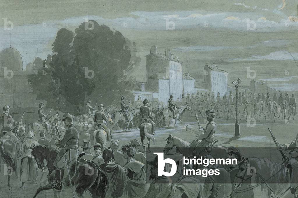 Communard Prisoners Escorted to Versailles, 1871 (pen & ink and w/c on paper)