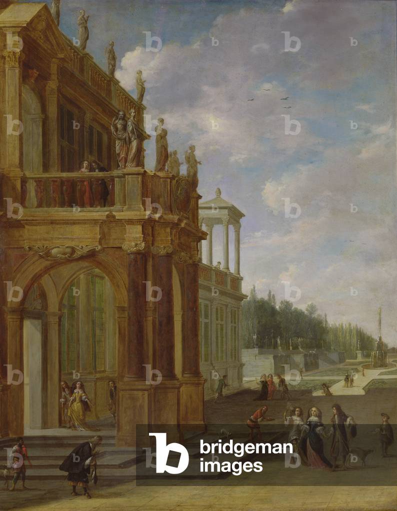 People on the terrace of a palace (oil on canvas) 