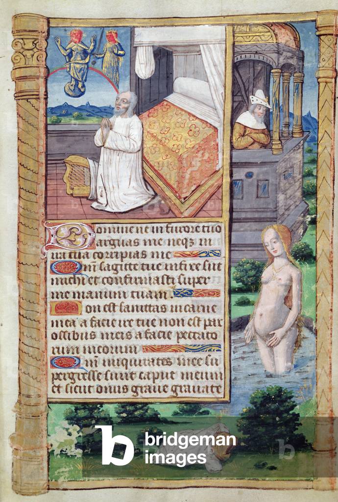 Fol.51r David and Bathsheba, from 'Heures de l'Usage de Rome' (vellum)