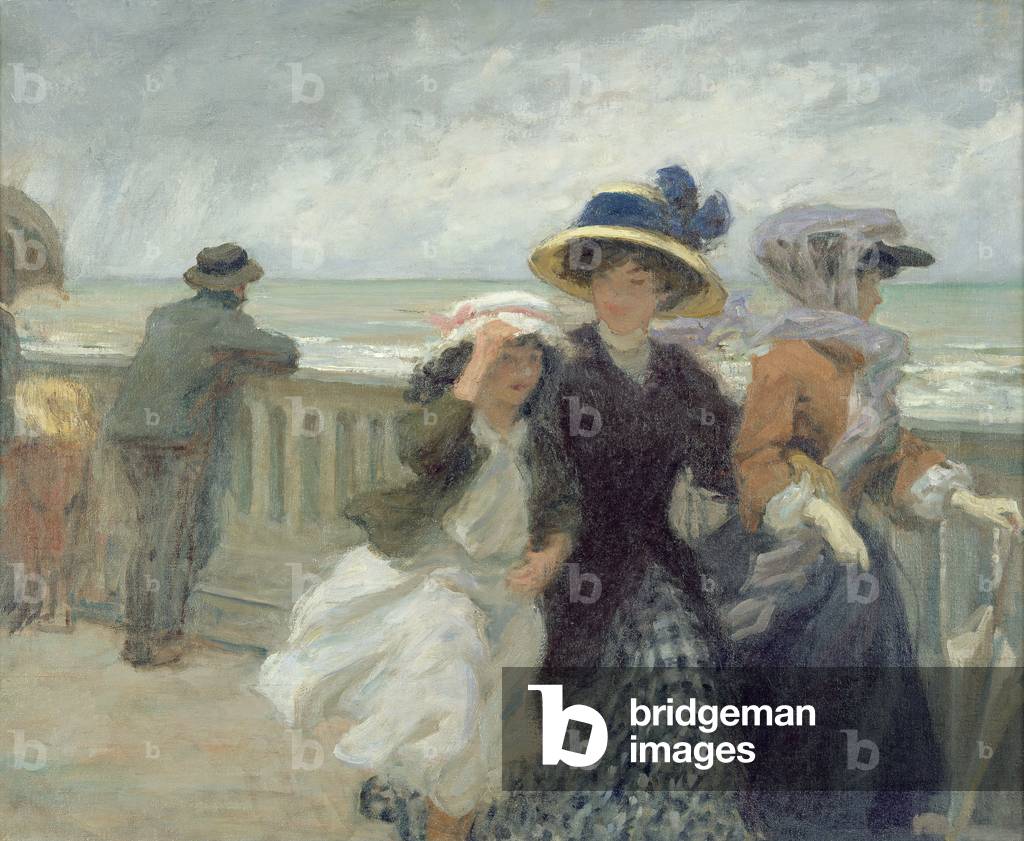 Immagine di Dipinto "Gale sul lungomare (olio su tela)" di Rene Francois Xavier Prinet