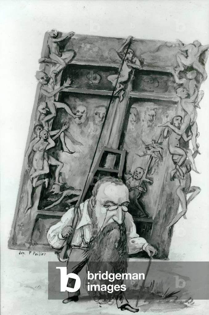 Portrait of Auguste Rodin bearing the gates of Hell (w/c on paper) 
