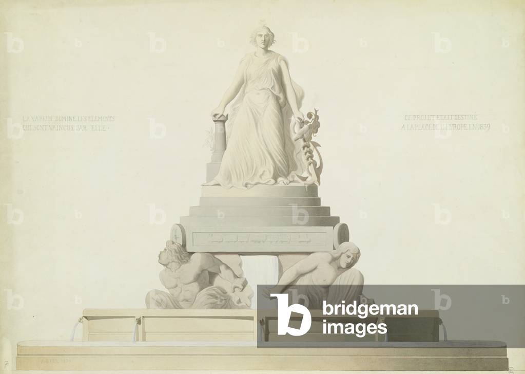 Project for the monument destined for the Place de l'Europe, 1839 (pencil & w/c on paper)