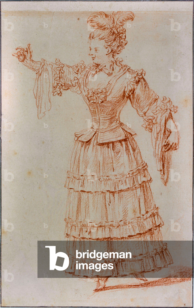 Bild von Zeichnung "Schauspielerin der Comédie Française (Rötel auf Papier)", 18. Jahrhundert von Jean Jacques