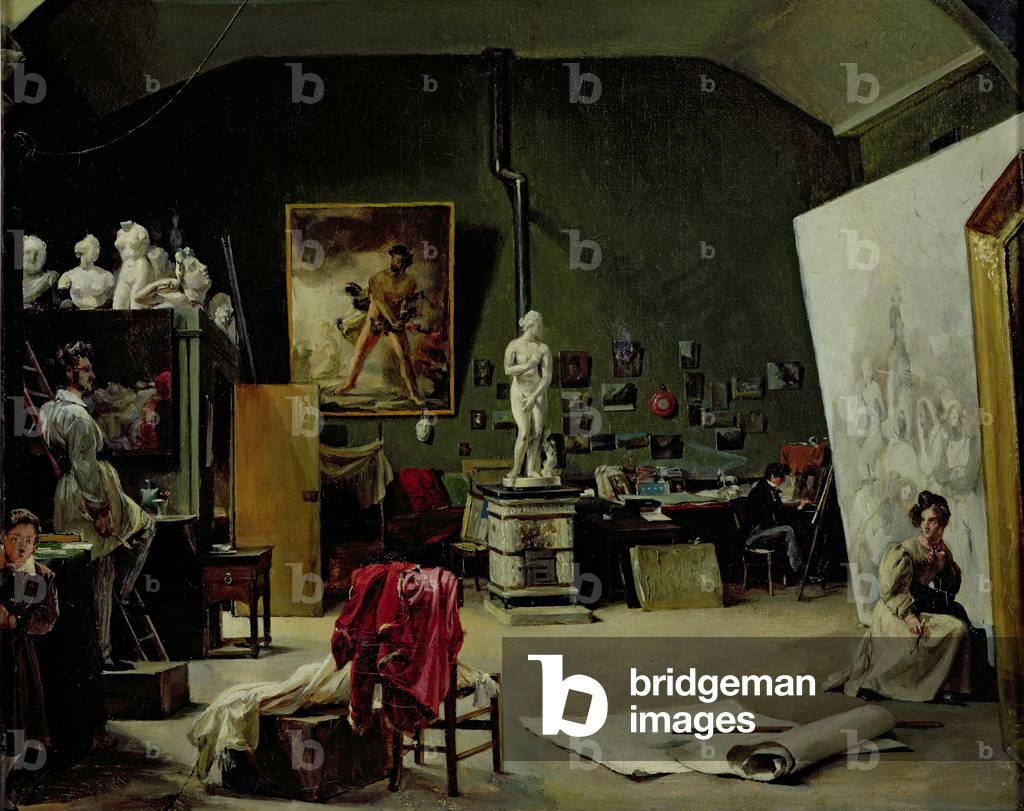 The Studio of Leon Cogniet (1794-1880) (oil on canvas)